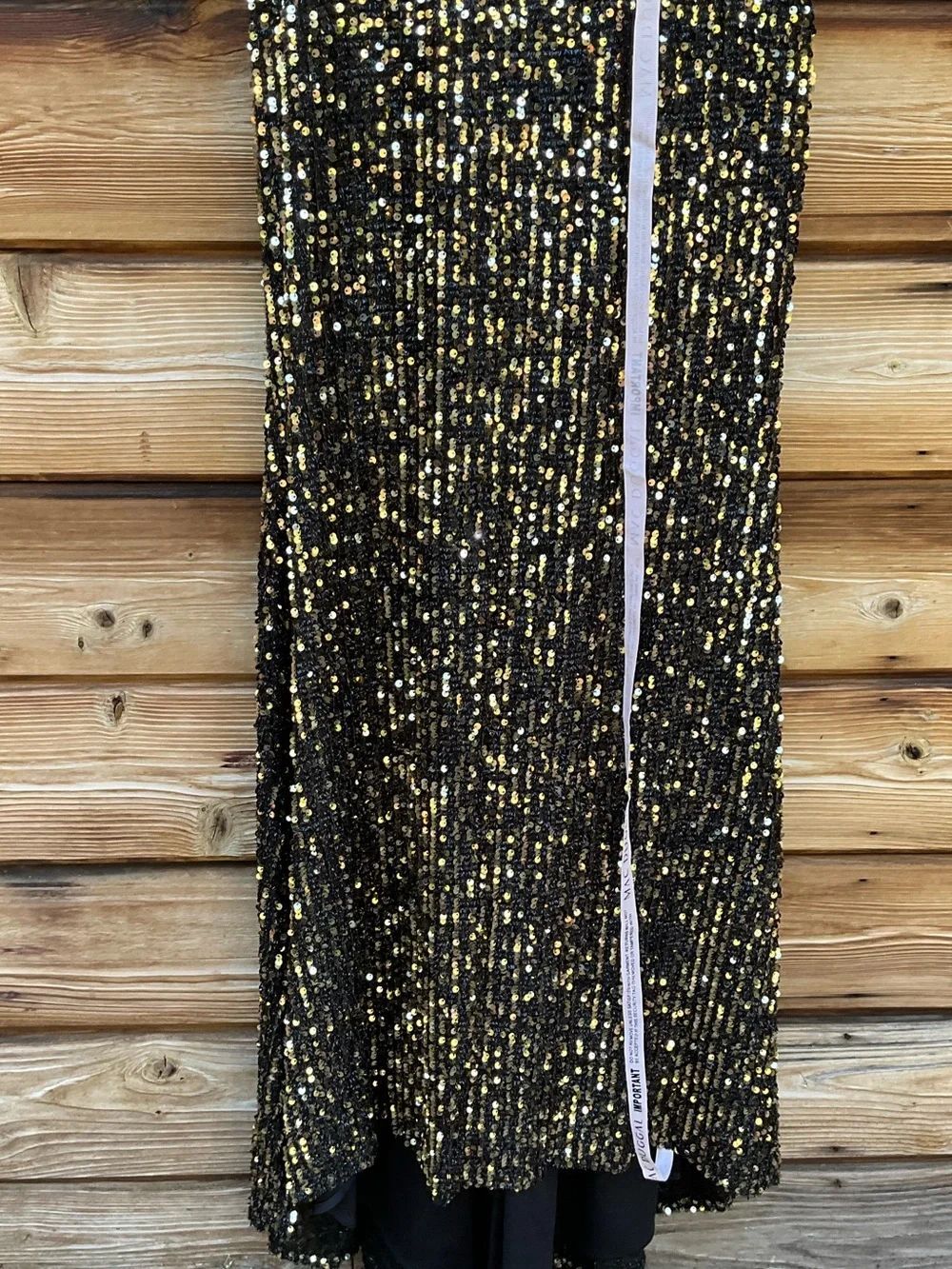 Mac Duggal Black Gold Sequin Cap Sleeve Gown Dress Size 4 - Picture 9 of 14